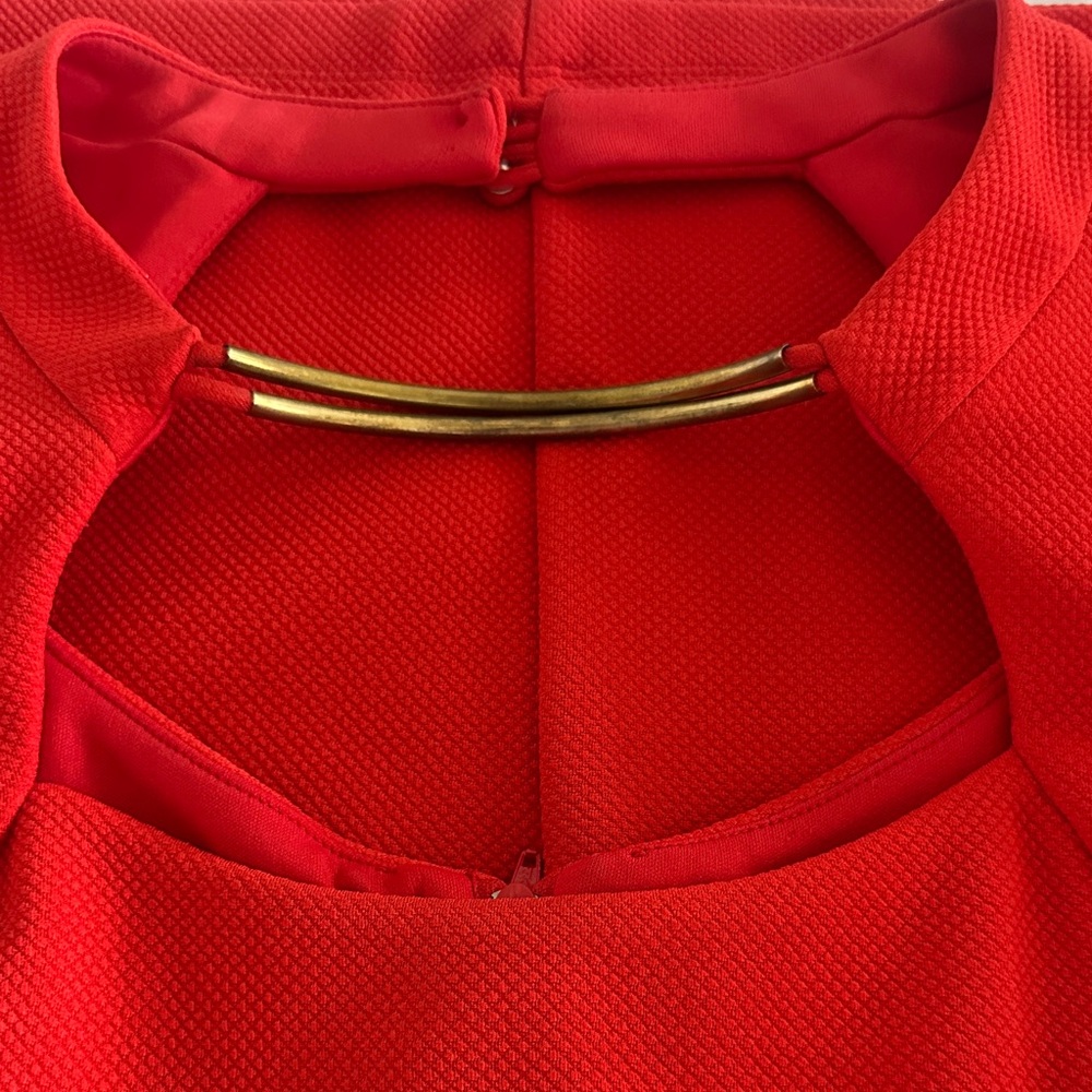 Bisou Bisou Vibrant Red Mini Dress with Gold Neck Ring - Picture 8 of 8